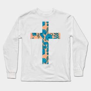 Floral Easter Cross Design Long Sleeve T-Shirt